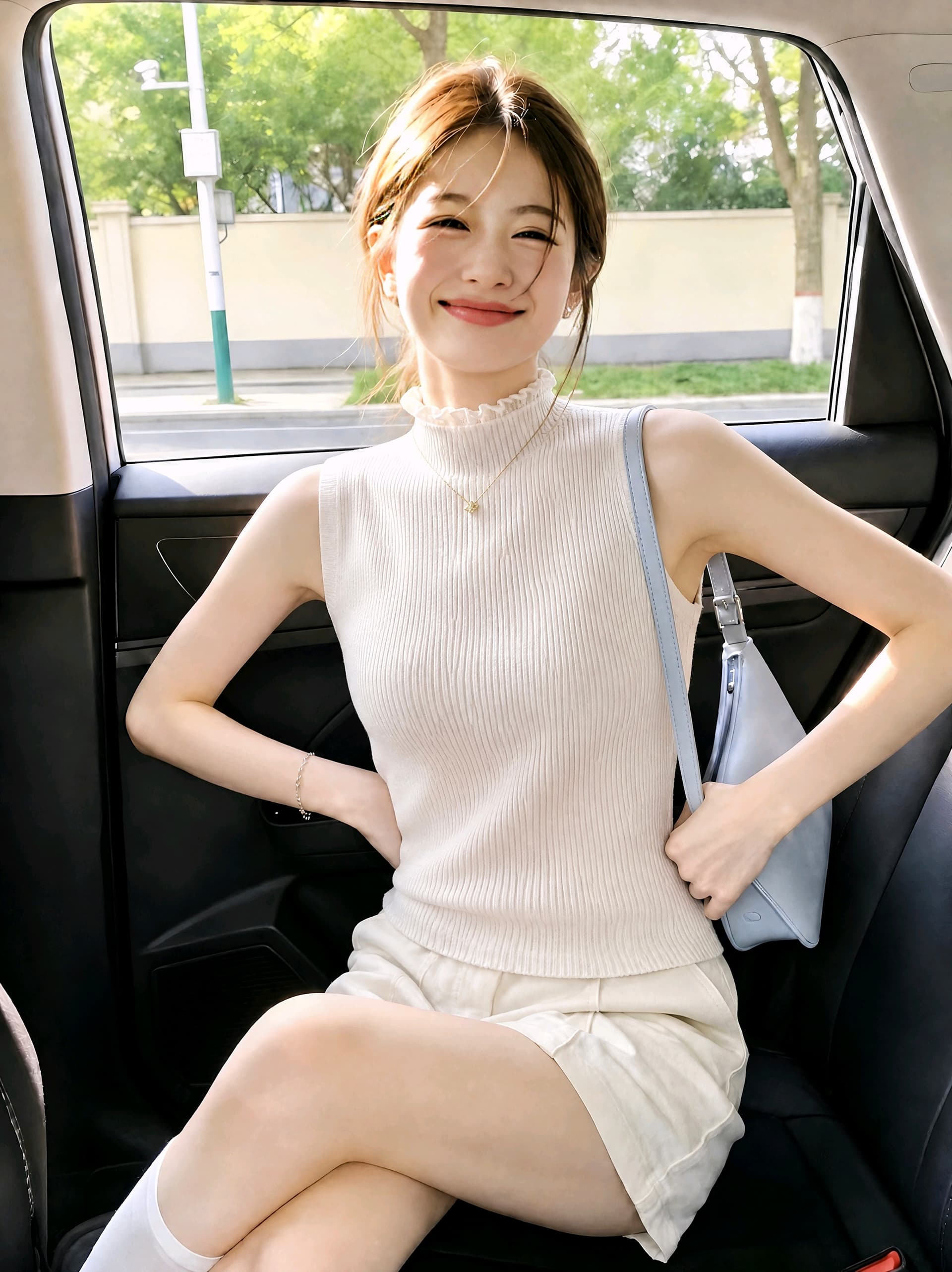 조끼 여성 화이트 민소매 인사이드 가져 가라. 기본 셔츠 경기 작은 양복 외국 가스 니트 스웨터 레이스 칼라 조끼 스웨터 맨위 이미지 2