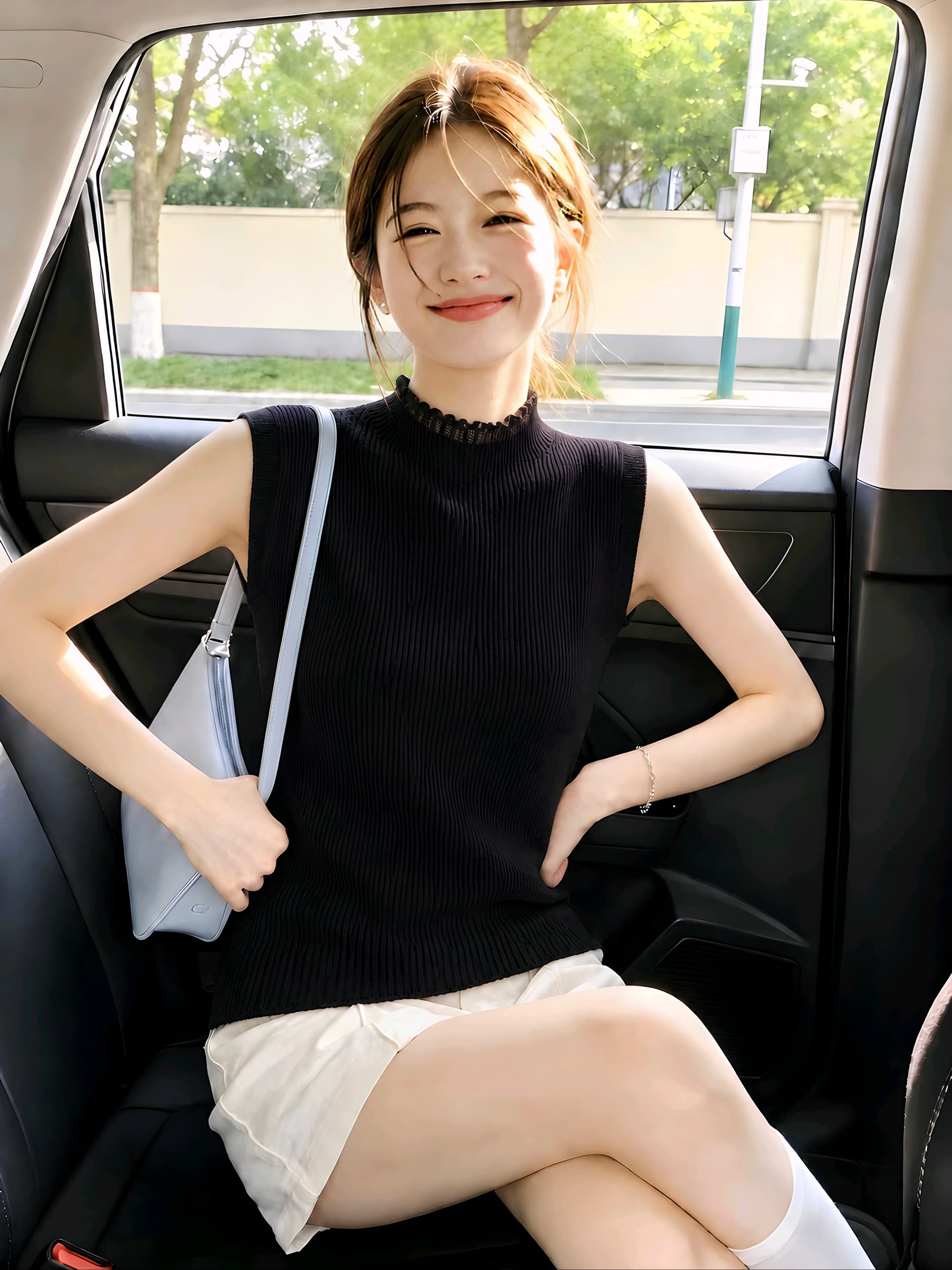 조끼 여성 화이트 민소매 인사이드 가져 가라. 기본 셔츠 경기 작은 양복 외국 가스 니트 스웨터 레이스 칼라 조끼 스웨터 맨위 상세 이미지 4