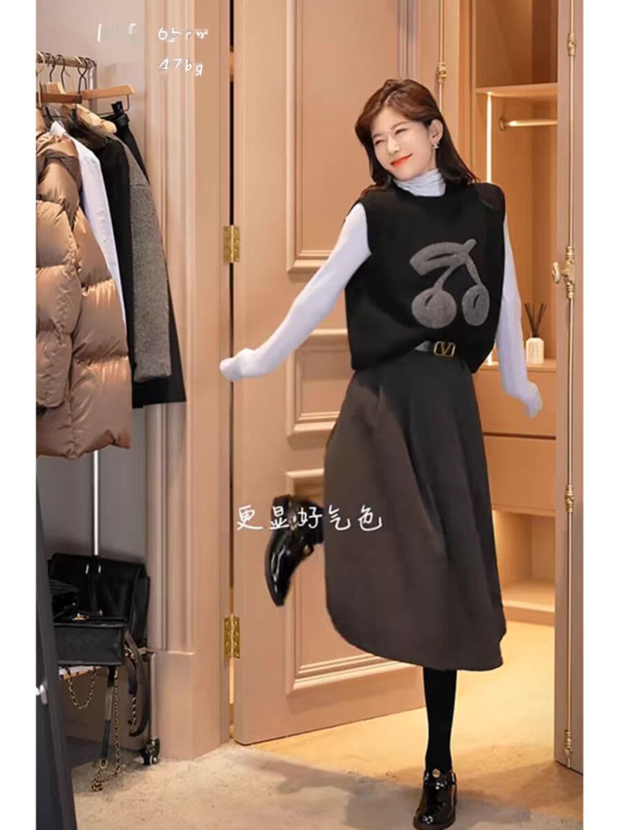 품격 달콤한 차가운 디자인 센스 니트 베스트 스택 착용 봄 풀오버 민소매 출퇴근 연령 감소 슬림해 보이는 Chic 맨위 여성 상세 이미지 2