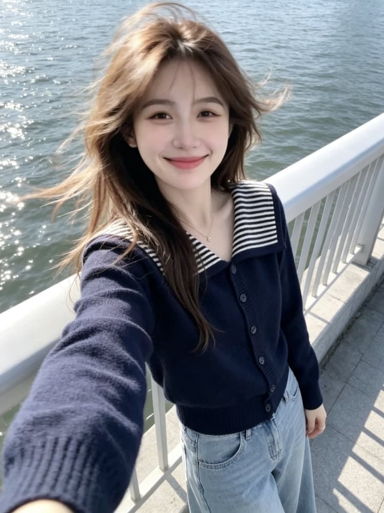 한 부서 학원 스타일 해군 칼라 스트라이프 싱글 줄 버튼 스웨터 여자 2026 가을 겨울 새로운 품격 니트 카디건 코트 상세 이미지 3