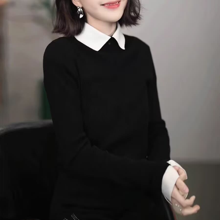 용해 절묘한 개성 rongrong 양 양모 혼합 POLO 칼라 캐주얼 빛 비즈니스 바람 니트 스웨터 b0 이미지 2