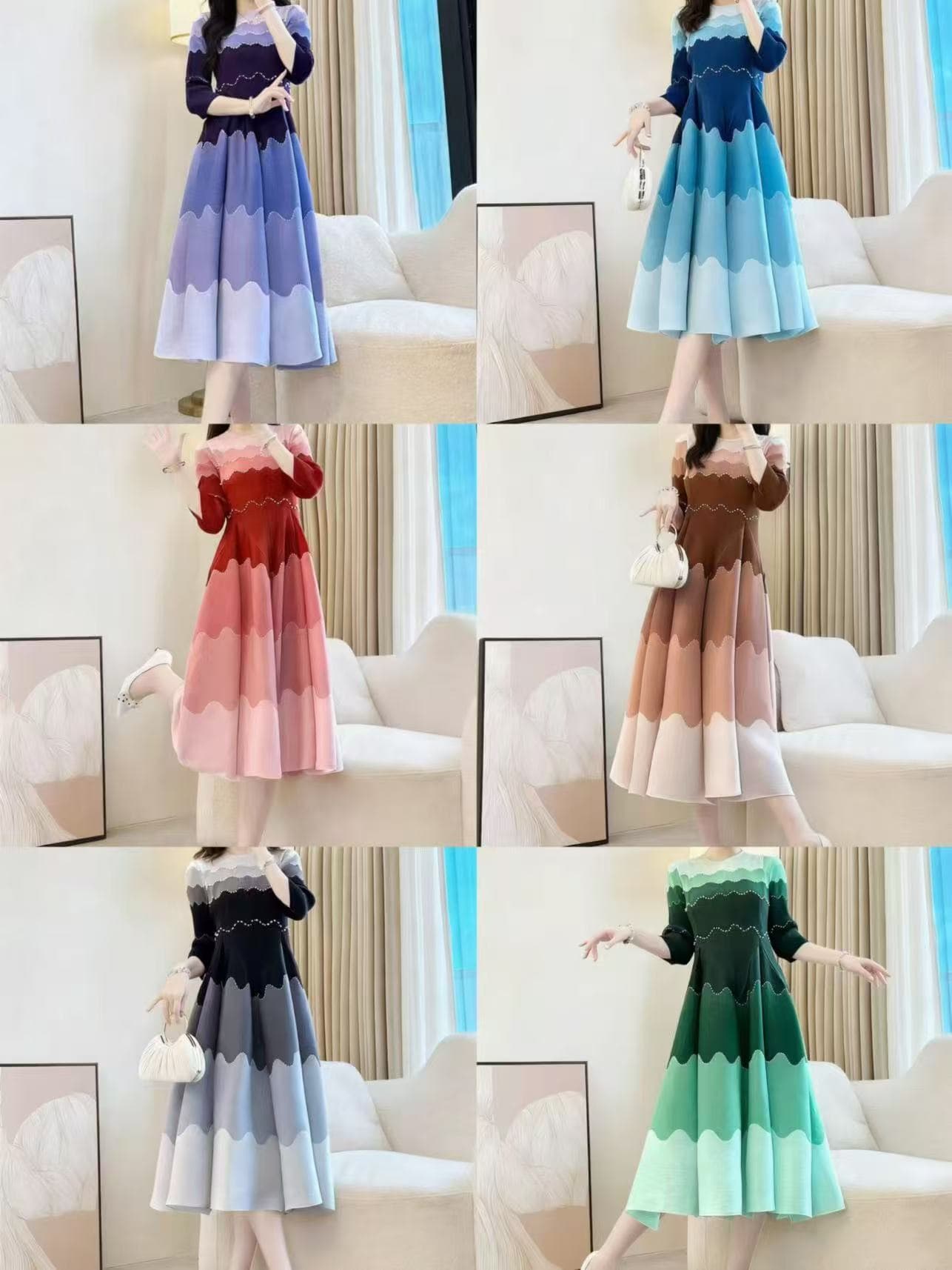 세 하우스 주름 드레스 봄 새로운 빛 럭셔리 잘 생긴 고급 꽃밭 치마 품격 여성 의류 봄 치마 루즈핏 옷