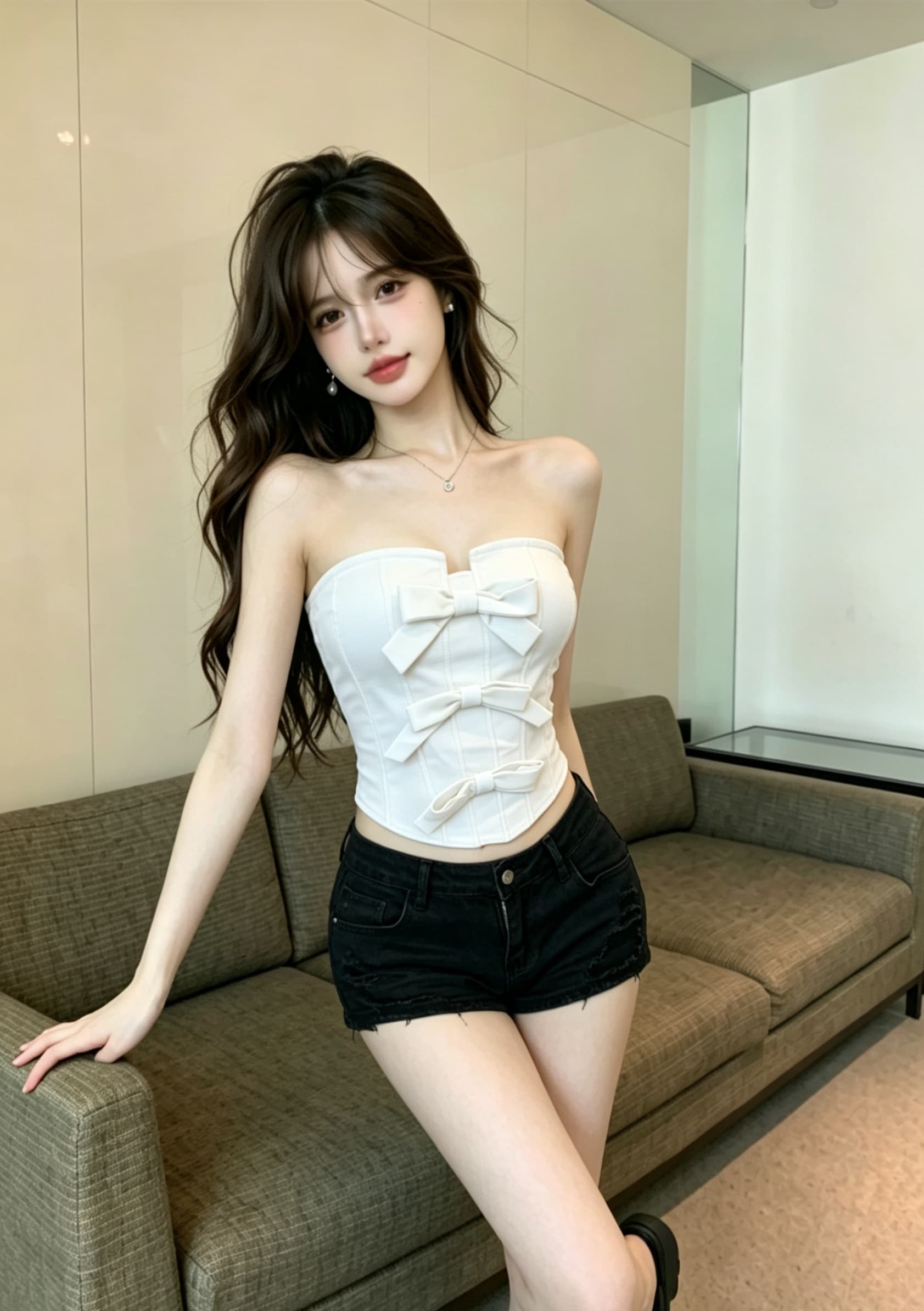 실사 정가 달콤한 매운맛 바람 나비 매듭 생선뼈 튜브탑 여성 허리 수축 슬림해 보이는 외출용 쇼트 스타일 민소매 순수한 욕망 작은 조끼 상세 이미지 10