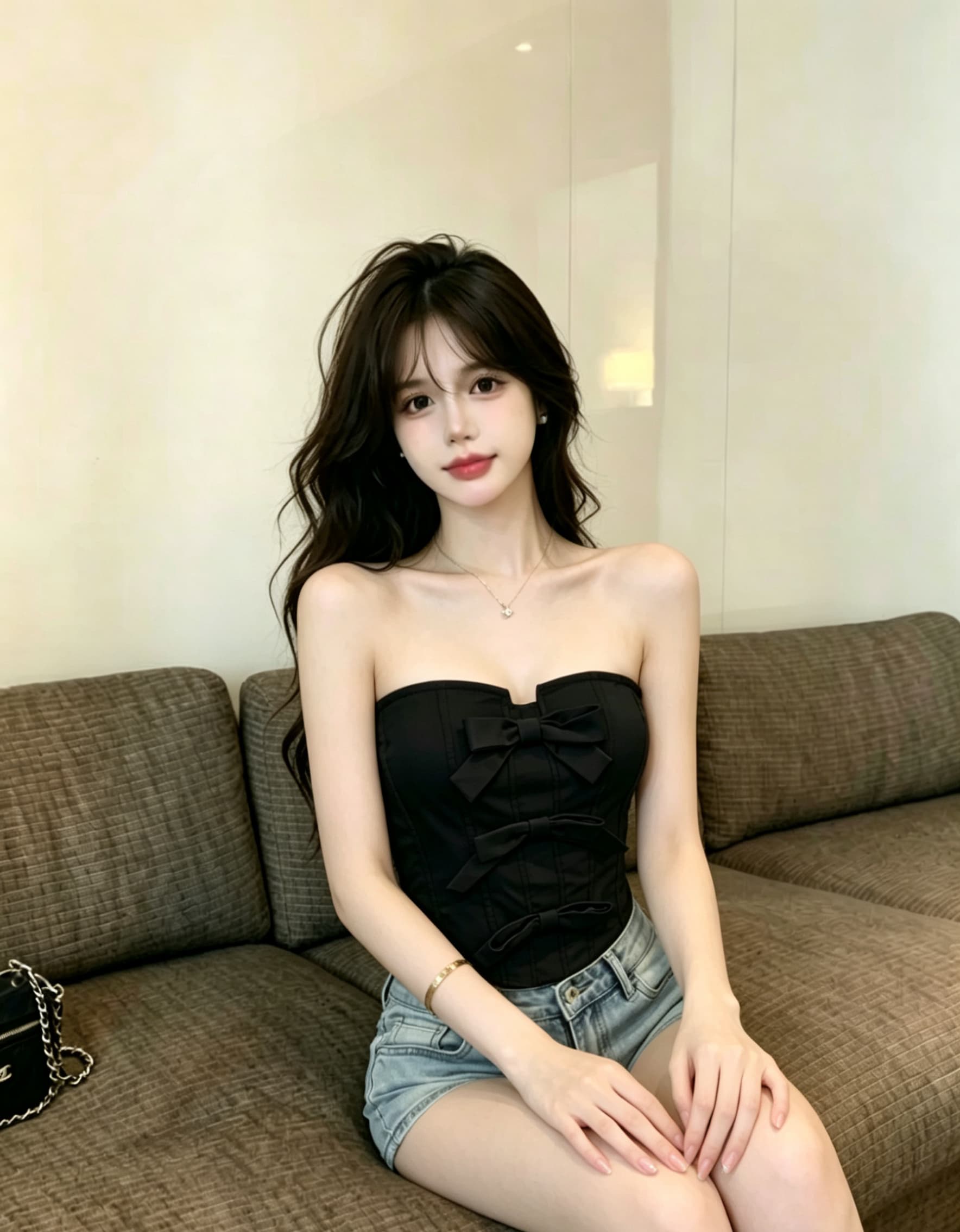 실사 정가 달콤한 매운맛 바람 나비 매듭 생선뼈 튜브탑 여성 허리 수축 슬림해 보이는 외출용 쇼트 스타일 민소매 순수한 욕망 작은 조끼 상세 이미지 15