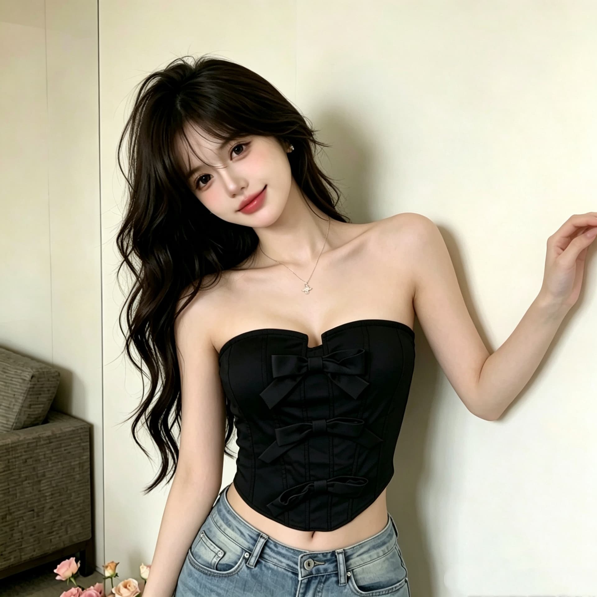 실사 정가 달콤한 매운맛 바람 나비 매듭 생선뼈 튜브탑 여성 허리 수축 슬림해 보이는 외출용 쇼트 스타일 민소매 순수한 욕망 작은 조끼 상세 이미지 19