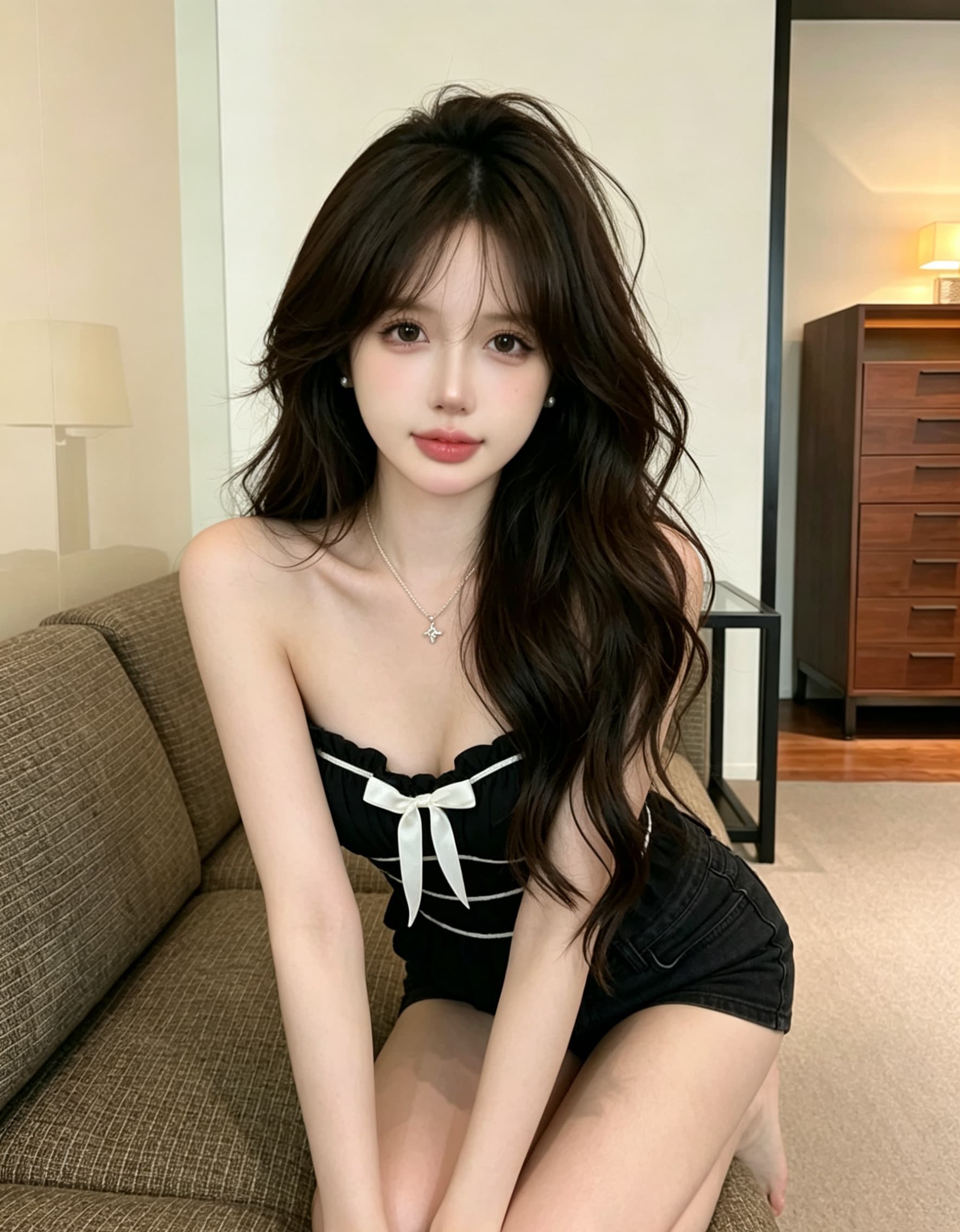 실사 정가 프랑스식 부드러운 튜브탑 맨위 주름 프릴 나비 매듭 슬림해 보이는 품격 달콤함 쇼트 스타일 조끼 상세 이미지 17