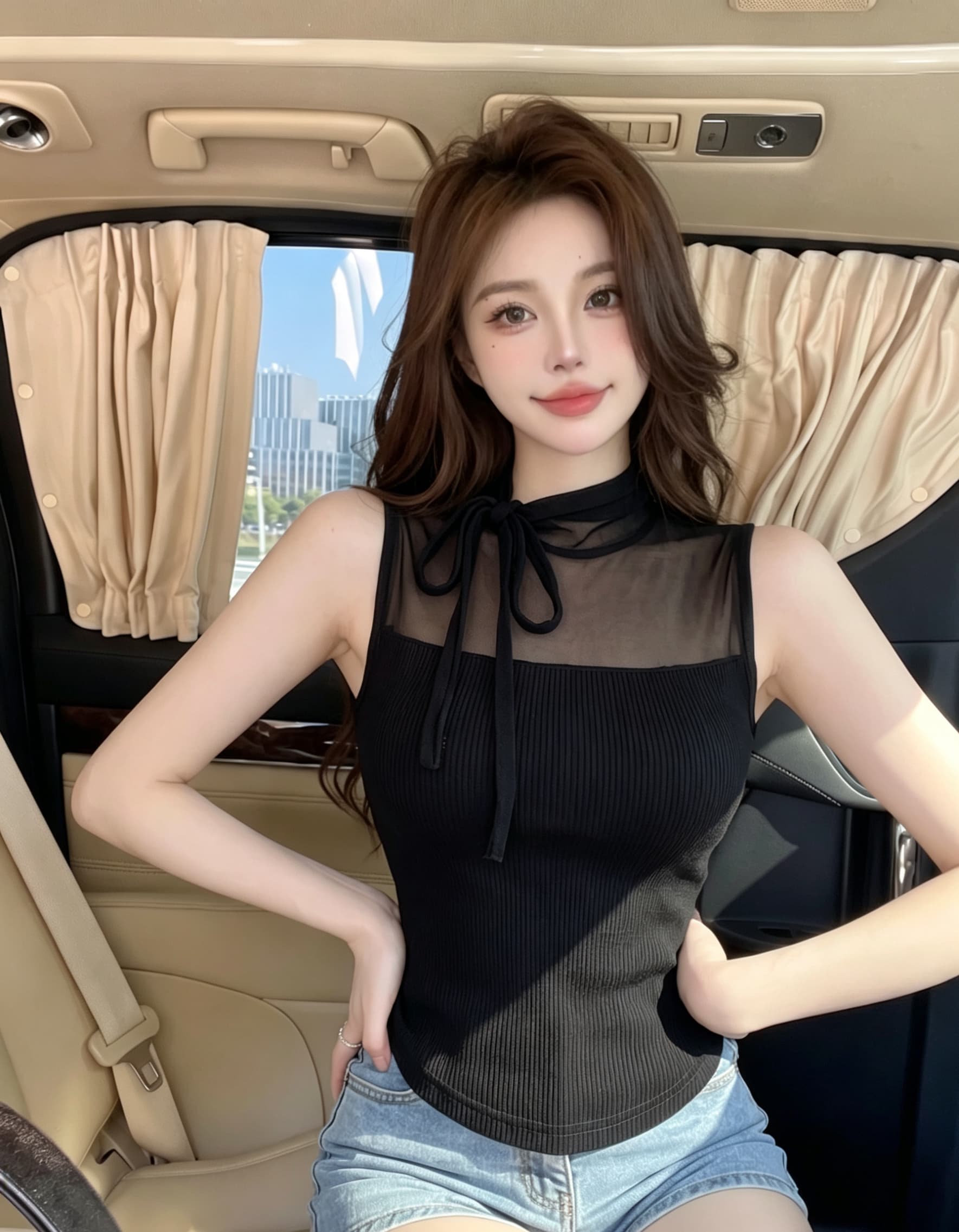 실사 정가 순수한 욕망 핫걸 행침 목 니트 조끼 여름 망사 패치워크 스트랩 민소매 몸매 가꾸기 슬림해 보이는 맨위 상세 이미지 6
