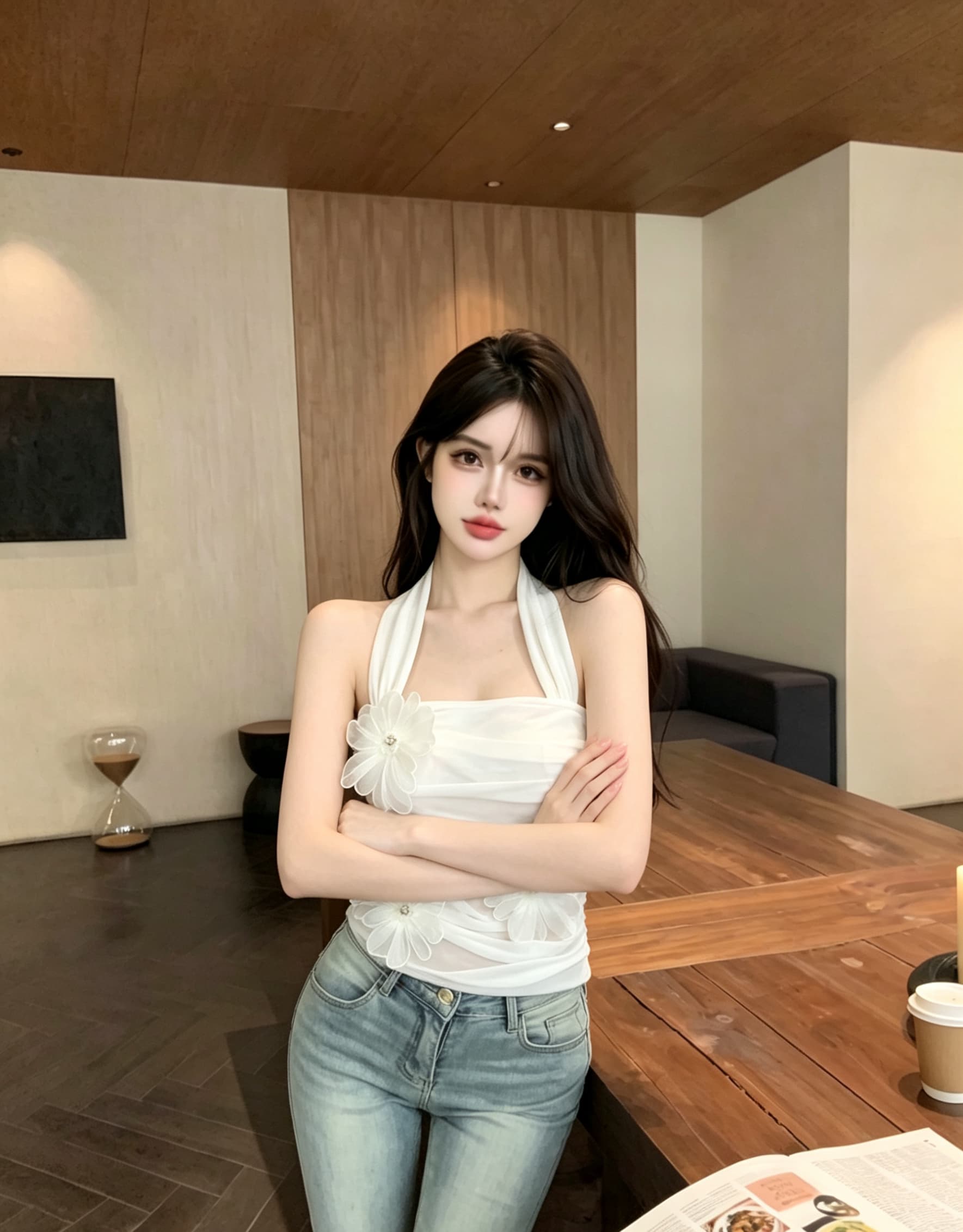 실사 정가 순수한 욕망 바람 3 차원 꽃 행침 목 슬립 여성 여름 섹시함 망사 주름 튜브탑 민소매 맨위 상세 이미지 8