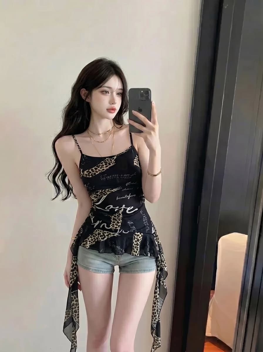 실사 정가 한 부서 달콤한 매운맛 유화 꽃 슬립 작은 대중 디자인 센스 프릴 밑단 슬림해 보이는 인사이드 잡아라. 의류 상세 이미지 9