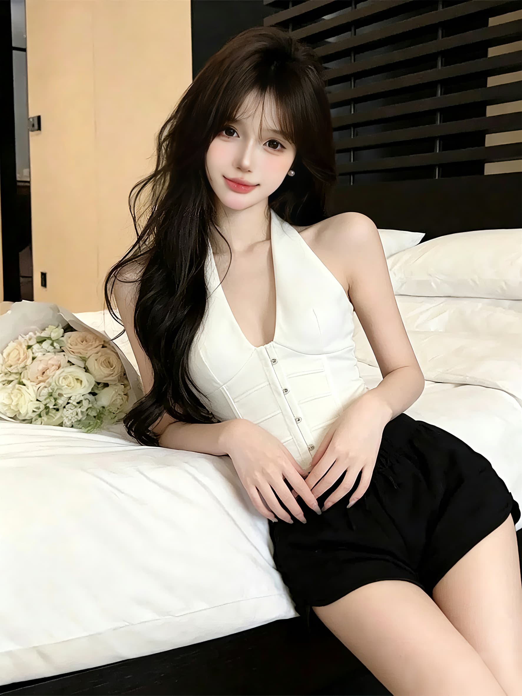 실사 정가 순수한 욕망 행침 목 생선뼈 허리 조끼 깊은 v 허리 수축 슬림해 보이는 쇼트 스타일 백리스 섹시함 튜브탑 맨위 상세 이미지 14