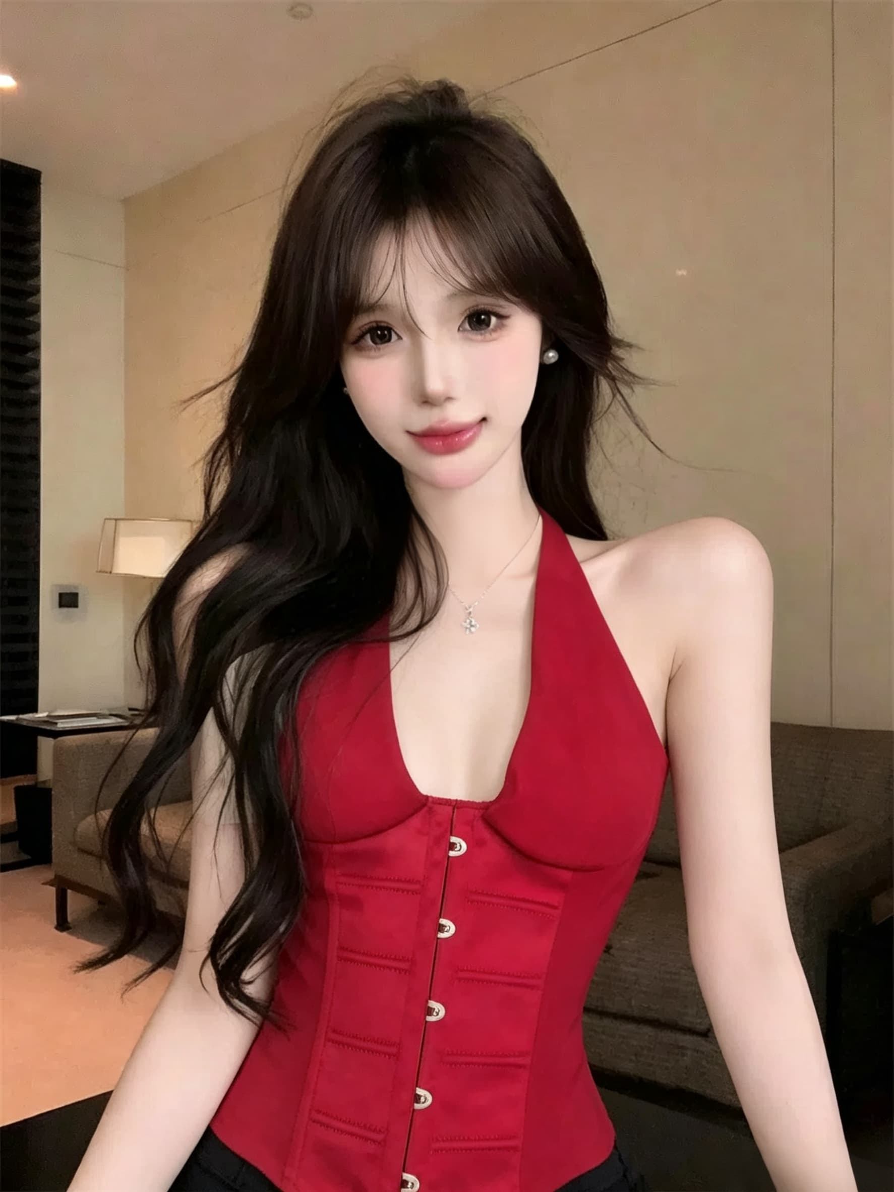 실사 정가 순수한 욕망 행침 목 생선뼈 허리 조끼 깊은 v 허리 수축 슬림해 보이는 쇼트 스타일 백리스 섹시함 튜브탑 맨위 상세 이미지 25