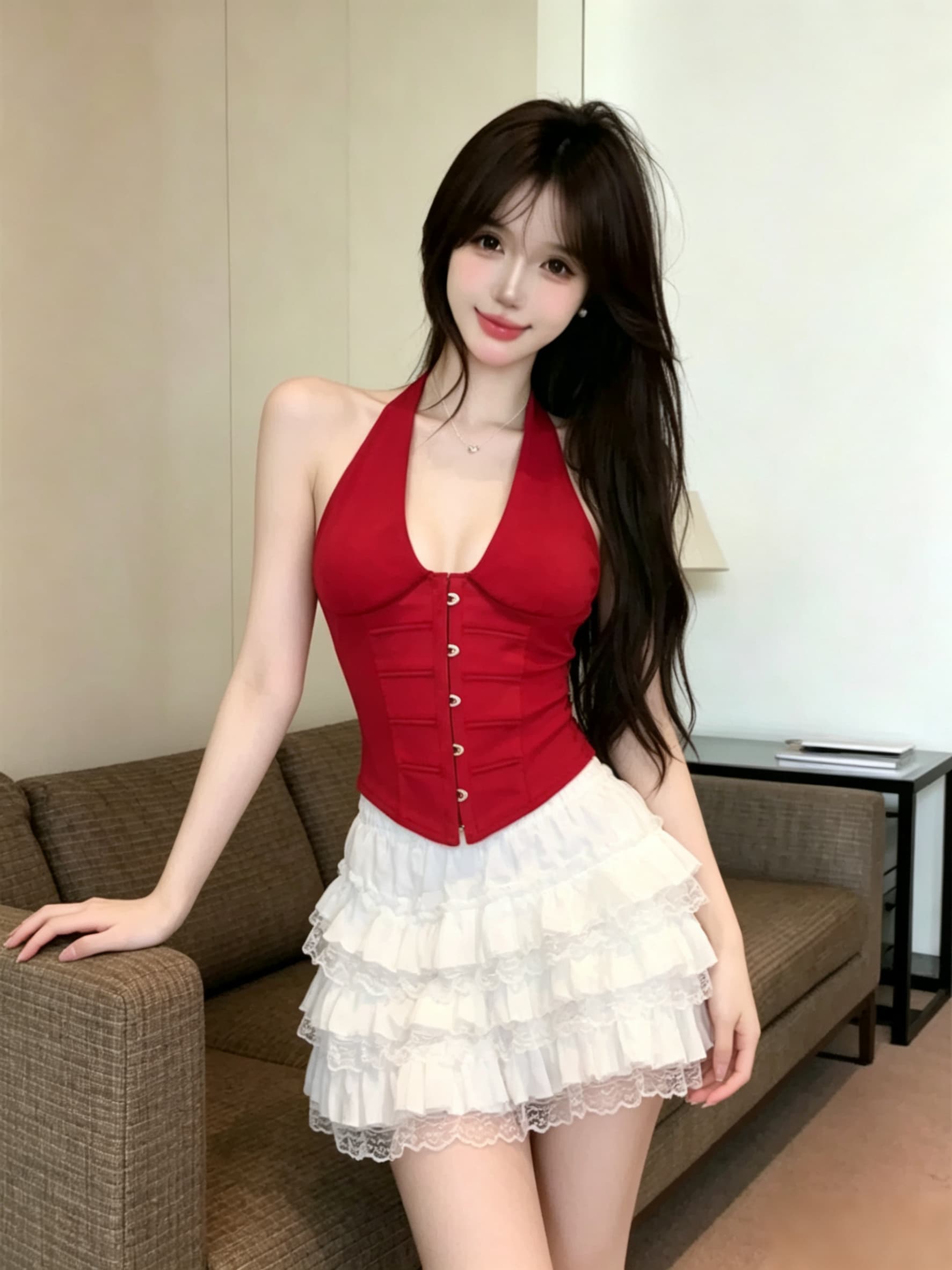 실사 정가 순수한 욕망 행침 목 생선뼈 허리 조끼 깊은 v 허리 수축 슬림해 보이는 쇼트 스타일 백리스 섹시함 튜브탑 맨위 상세 이미지 32