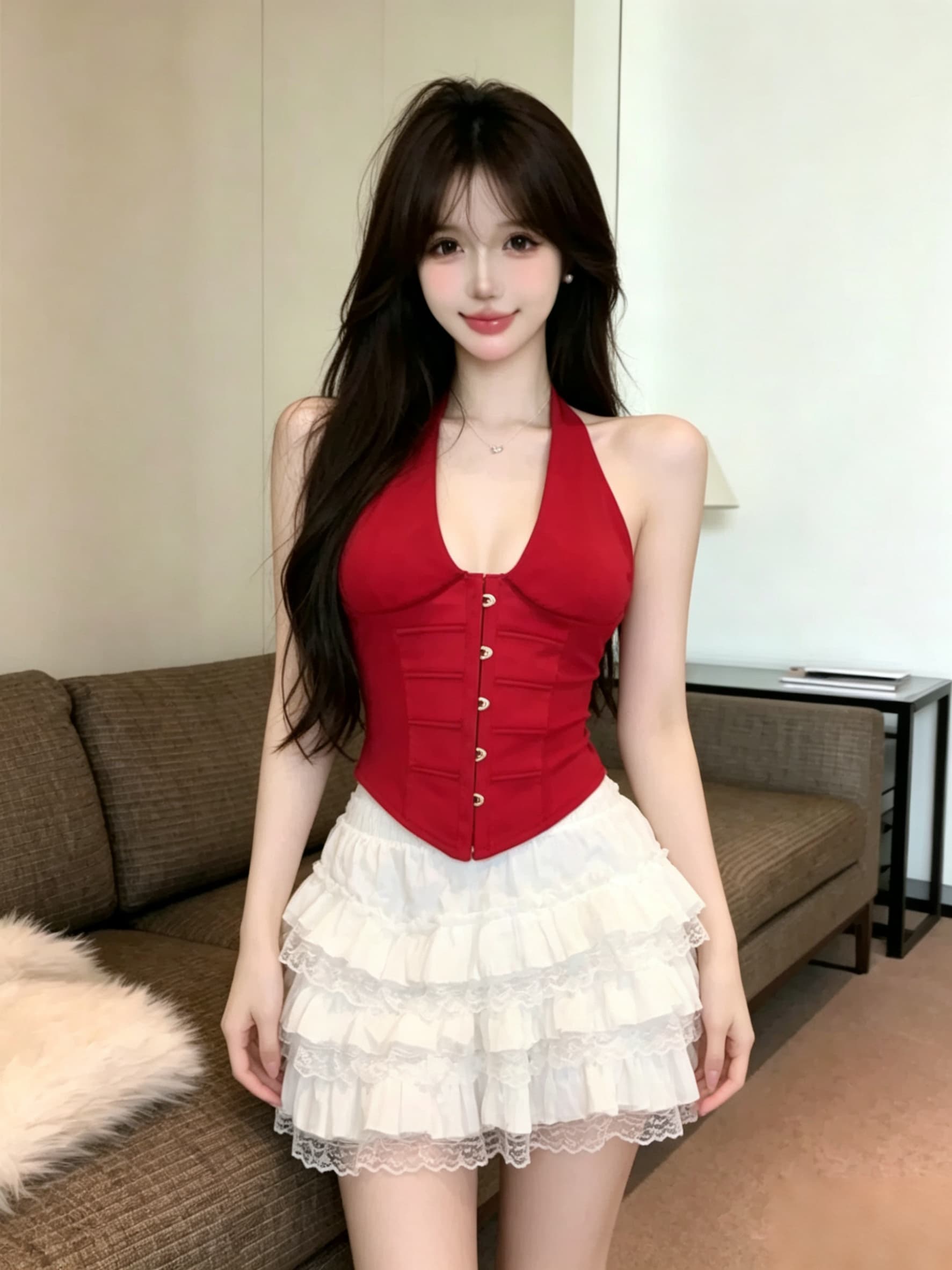 실사 정가 순수한 욕망 행침 목 생선뼈 허리 조끼 깊은 v 허리 수축 슬림해 보이는 쇼트 스타일 백리스 섹시함 튜브탑 맨위 상세 이미지 33