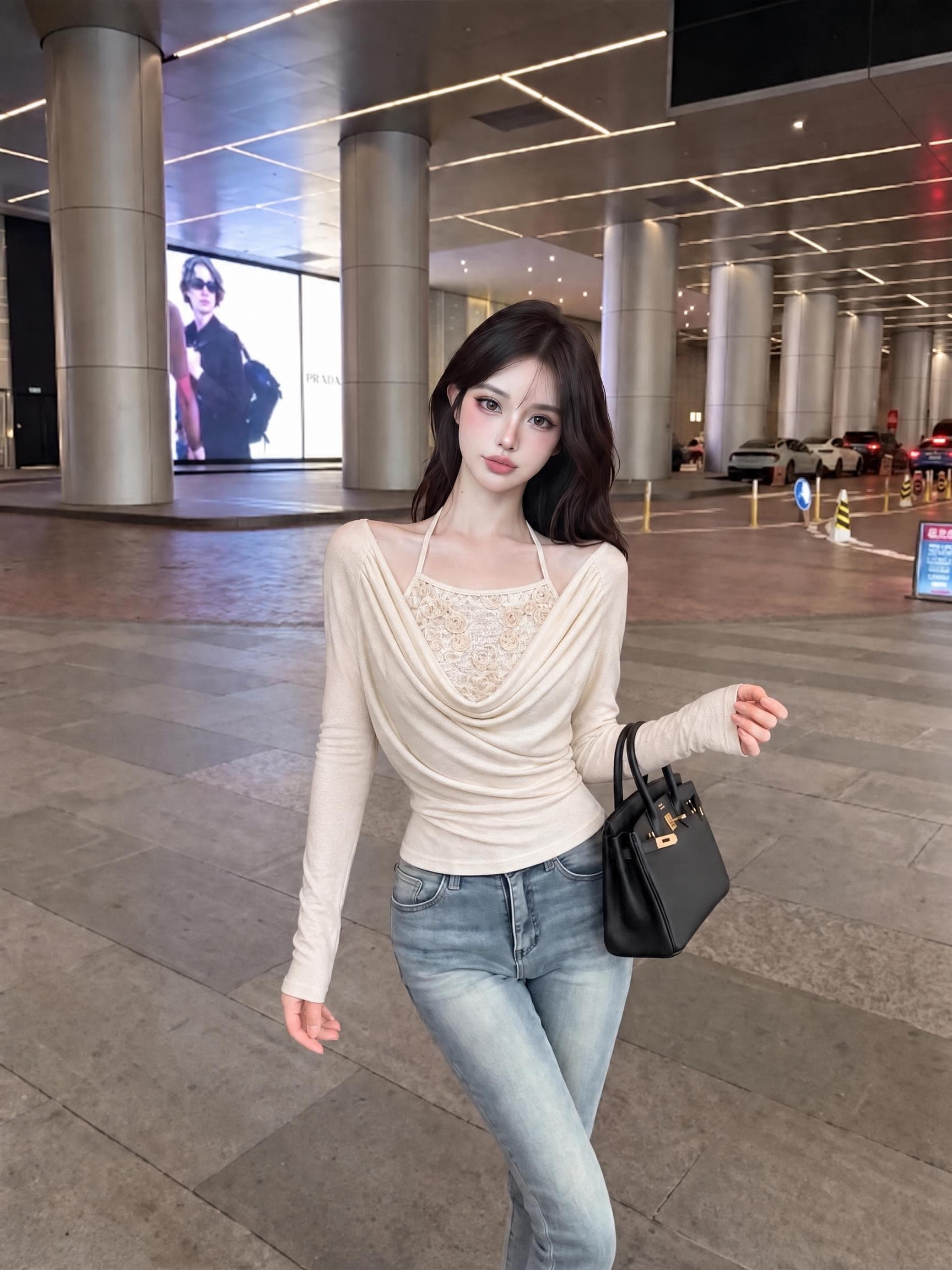 실사 정가 순수한 욕망 흔들다 칼라 행침 목 페이크 레이어드 맨위 3 차원 장미 슬립 패치워크 주름 허리 수축 작은 셔츠 상세 이미지 15