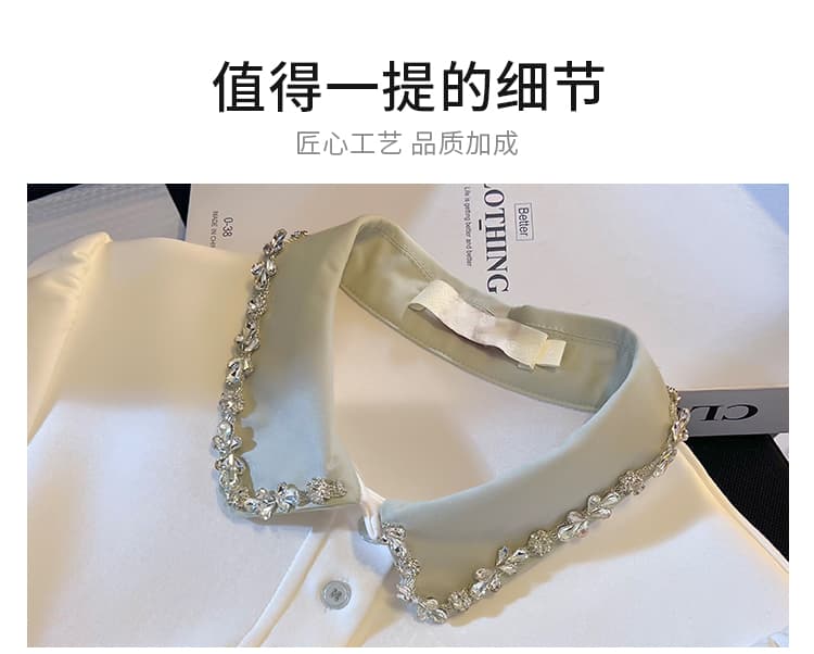 실사 무거운 작업 패치워크 페이크 레이어드 POLO 칼라 반팔 티셔츠 여성 2026 새로운 학원 스타일 작은 키 짧은 맨위 상세 이미지 8