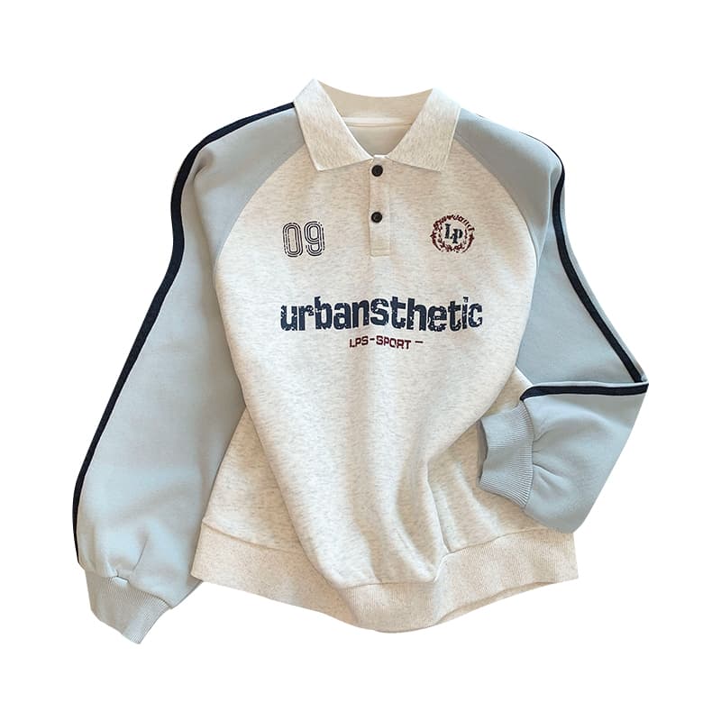 실사 POLO 칼라 페이크 레이어드 후드티 여성 2026 새로운 폭발 아메리칸 착용 가져 가라. 알파벳 자수 학원 스타일 맨위 이미지 6