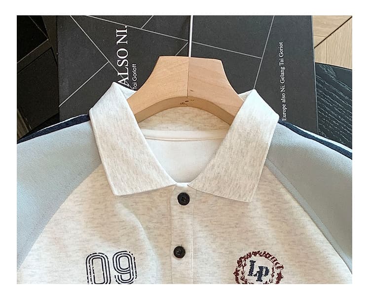 실사 POLO 칼라 페이크 레이어드 후드티 여성 2026 새로운 폭발 아메리칸 착용 가져 가라. 알파벳 자수 학원 스타일 맨위 상세 이미지 15