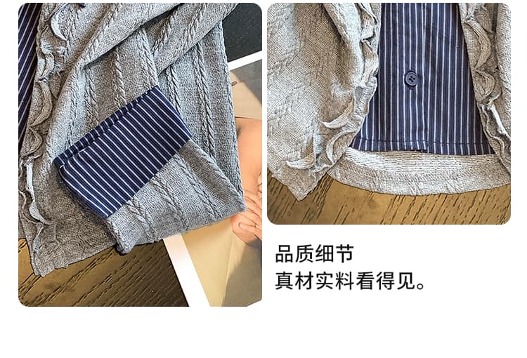 실사 프릴 셔츠 페이크 레이어드 POLO 칼라 긴팔 티셔츠 여성 2026 이른 가을 한 부서 몸매 가꾸기 다용도 맨위 상세 이미지 8