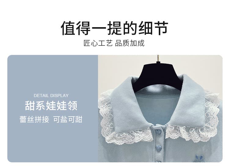 실사 한 부서 파란색 POLO 셔츠 폴로 칼라 맨위 여성 2026 가을 겨울 새로운 루즈핏 느긋한 바람 후드티 ins 트렌디 상세 이미지 4