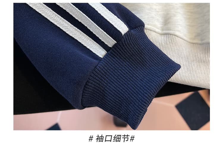 실사 아메리칸 레트로 배색 하프 지퍼 스탠드 칼라 후드티 여성 2026 가을 겨울 새로운 루즈핏 학생 맨위 상세 이미지 22