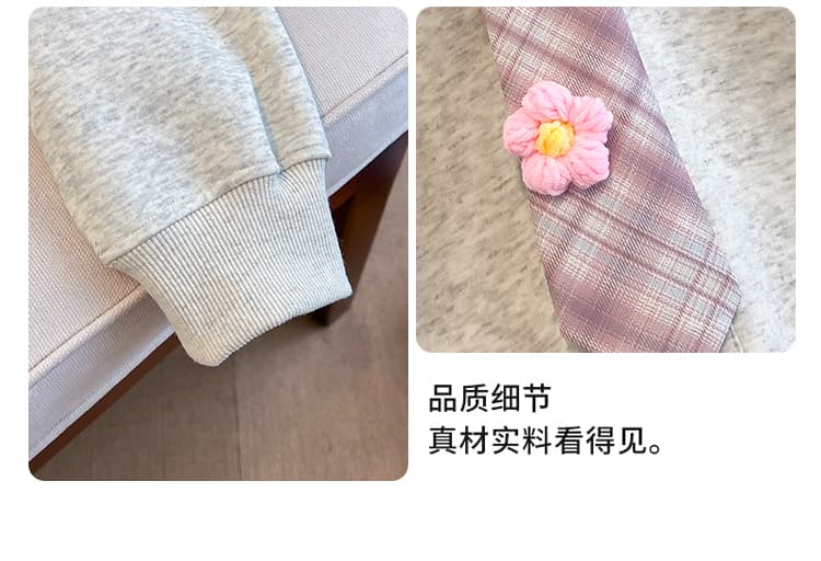 실사 한 부서 자수 꽃 페이크 레이어드 여성 코트 야구 유니폼 가을 겨울 루즈핏 느긋한 바람 POLO 칼라 후드티 여성 상세 이미지 8
