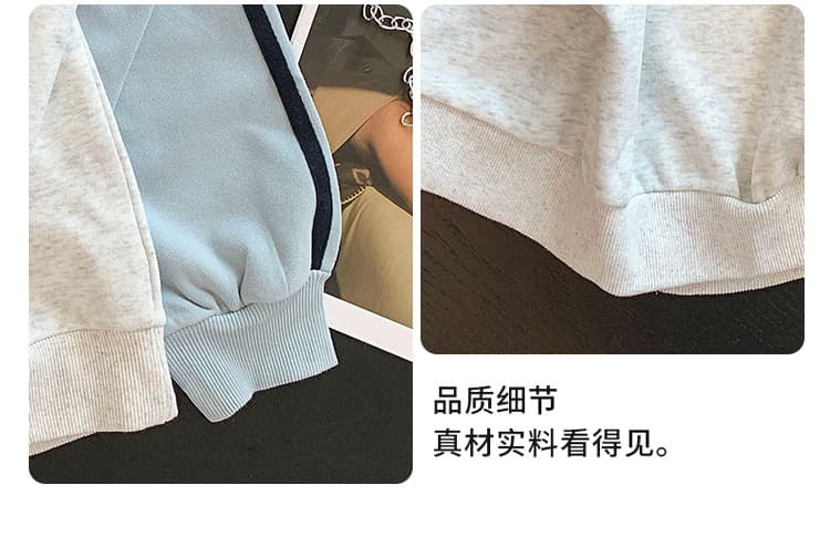 실사 POLO 칼라 페이크 레이어드 후드티 여성 2026 새로운 폭발 아메리칸 착용 가져 가라. 알파벳 자수 학원 스타일 맨위 상세 이미지 7