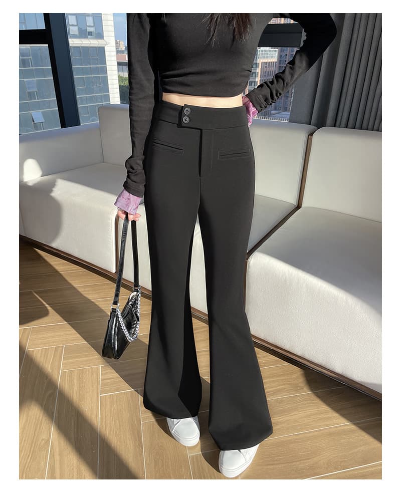 실사 2026 가을 겨울 새로운 높은 허리 바지 여성 바닥 청소 바지 도루 센스 한국 스타일 와이드 레그 팬츠 부츠컷 범프 바지 트렌디 상세 이미지 27