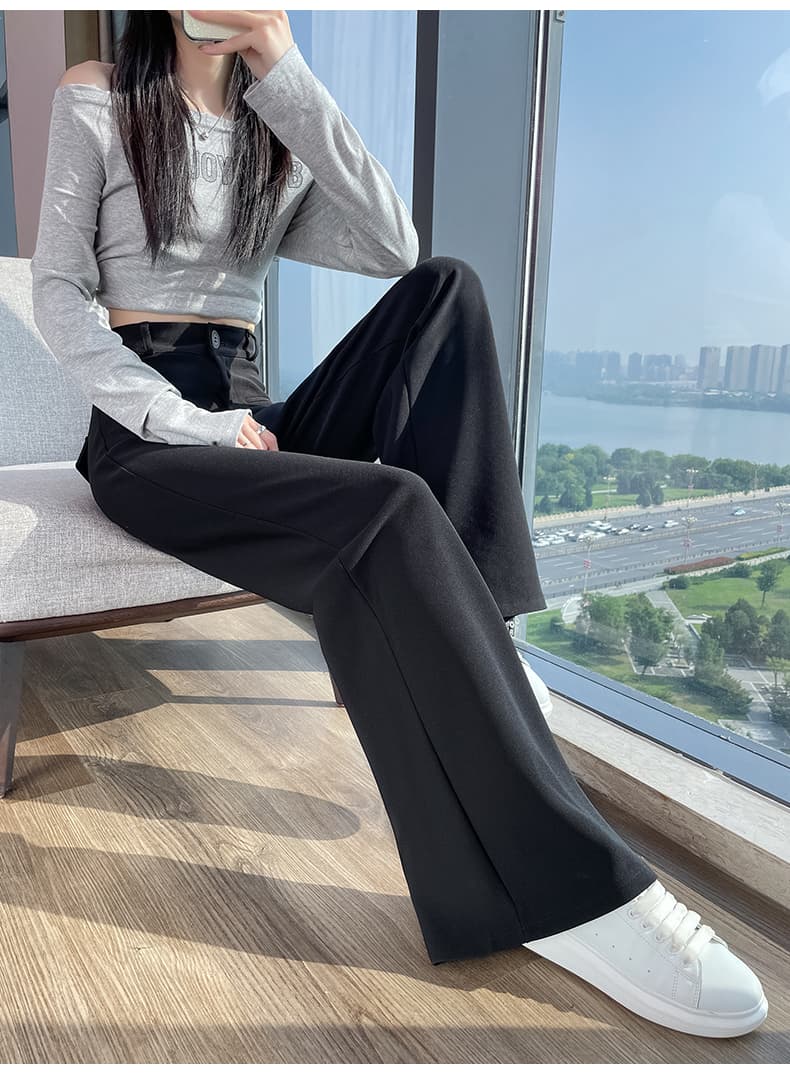 실사 2026 가을 겨울 새로운 높은 허리 바지 여성 바닥 청소 바지 도루 센스 한국 스타일 와이드 레깅스 바지 부츠컷 범프 바지 트렌디 상세 이미지 36