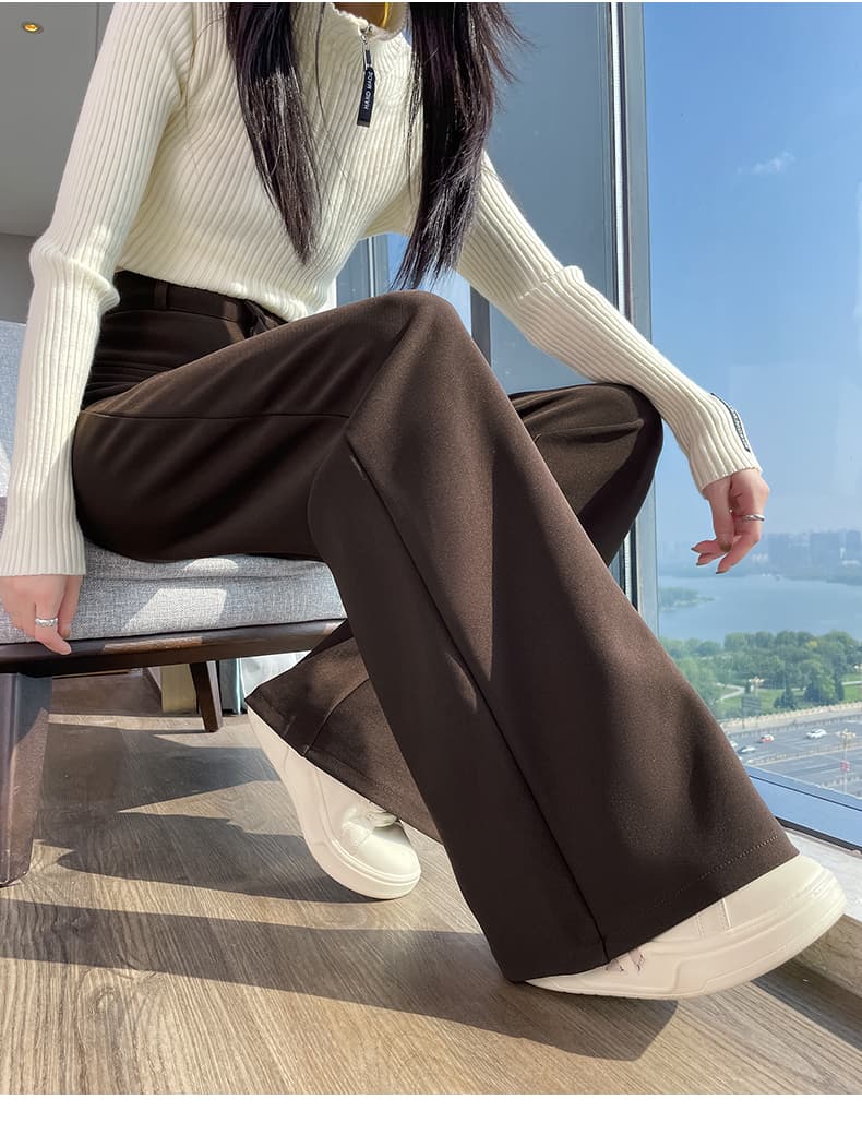 실사 2026 가을 겨울 새로운 높은 허리 바지 여성 바닥 청소 바지 도루 센스 한국 스타일 와이드 레깅스 바지 부츠컷 범프 바지 트렌디 상세 이미지 49