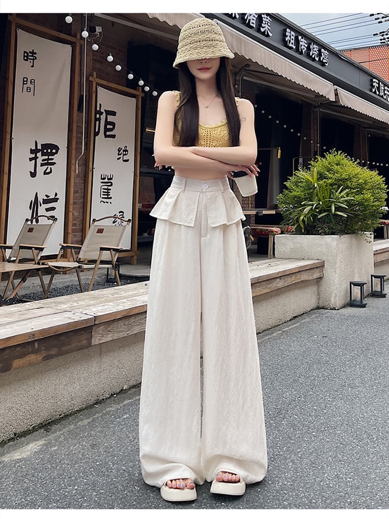 실사 얼음 실크 면 린넨 레이스 와이드 레깅스 바지 2026 여름 새로운 주간 실크 아마 슬림해 보이는 느긋한 캐주얼 바지 상세 이미지 43