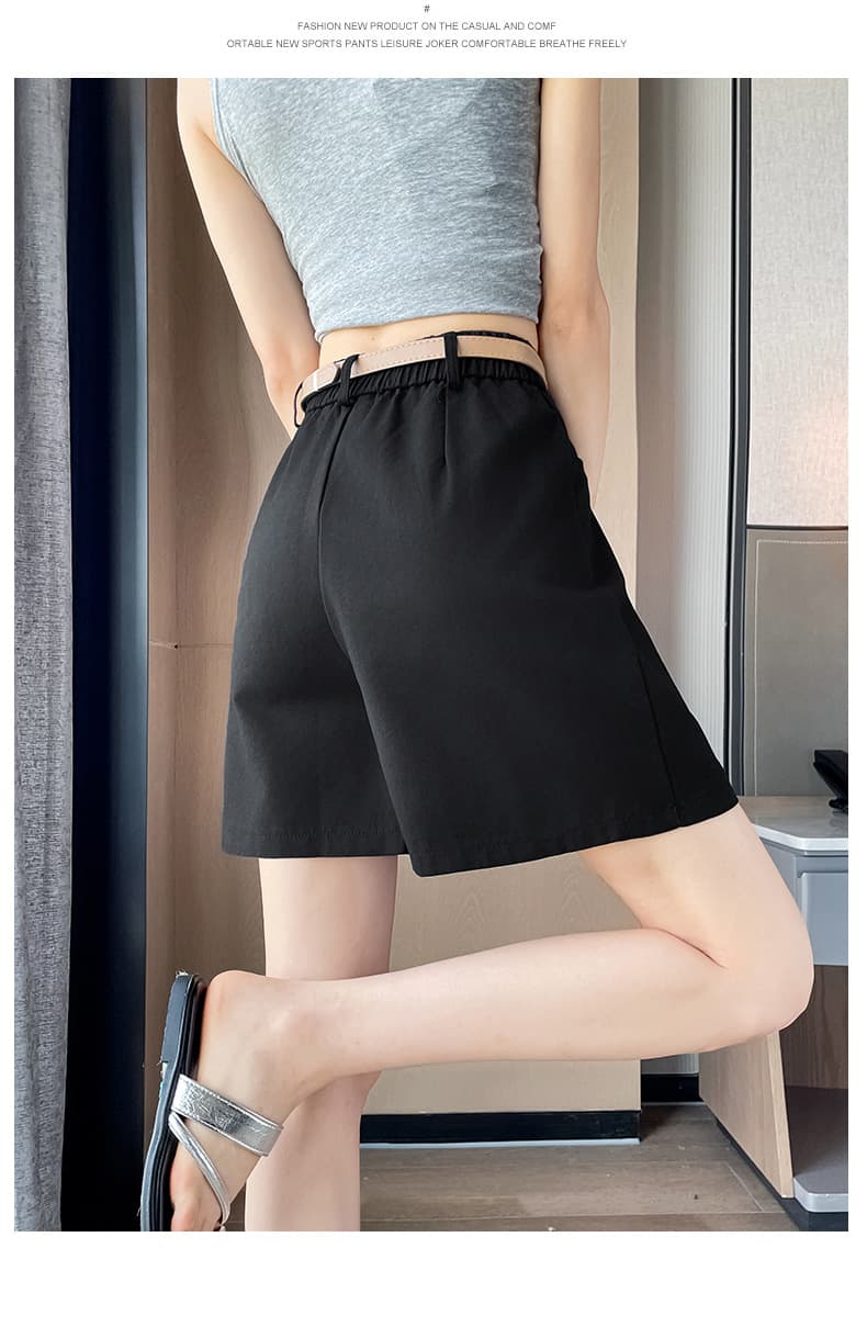 실사 워시 물 면 반바지 여성 2026 여름 다용도 워크웨어 팬츠 와이드 레그 팬츠 하이웨이스트 한 마디 짧은 바지 벨트 보내기 상세 이미지 27