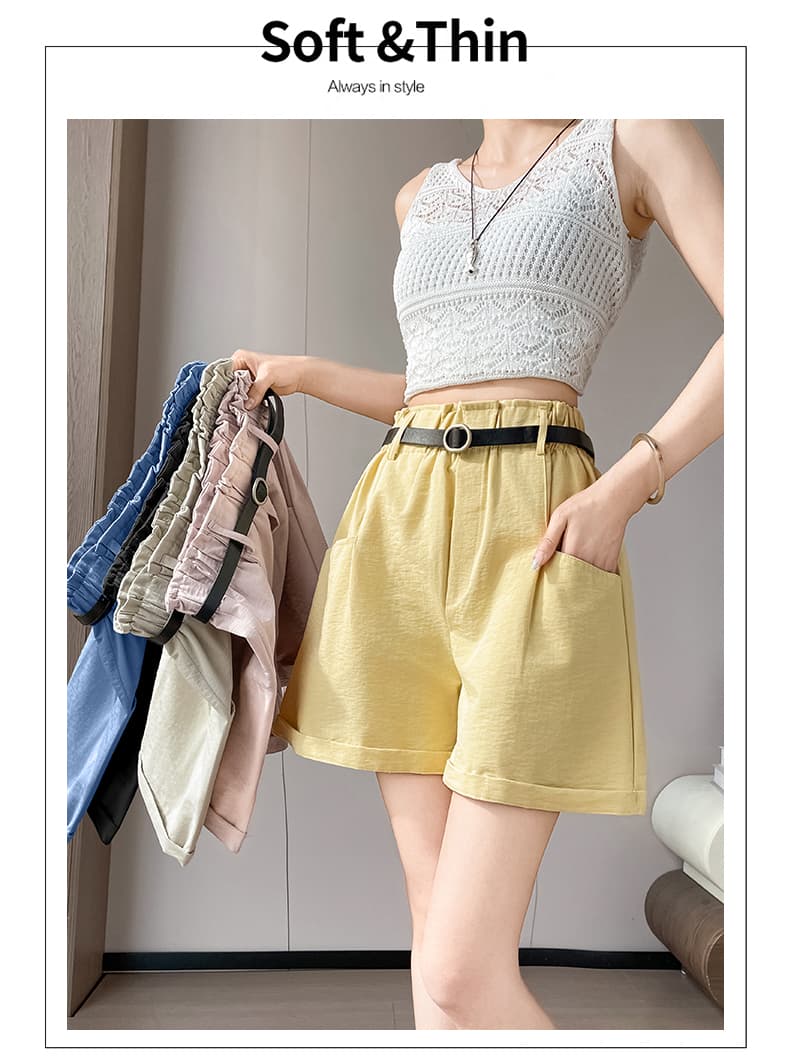 실사 워시 물 면 반바지 여성 2026 여름 새로운 다용도 워크웨어 팬츠 와이드 레그 팬츠 하이웨이스트 한 마디 짧은 바지 상세 이미지 21