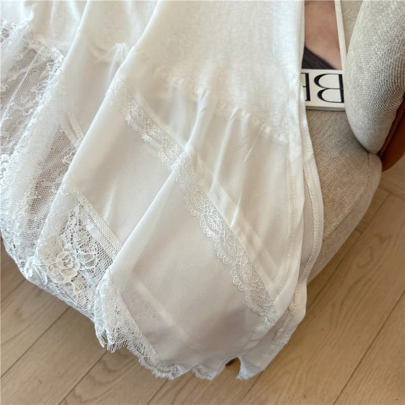레이스 조각 V넥 민소매 조끼 여성 불규칙 밑단 스택 착용 조끼 티셔츠 2026 봄 드레스 새로운 상세 이미지 9