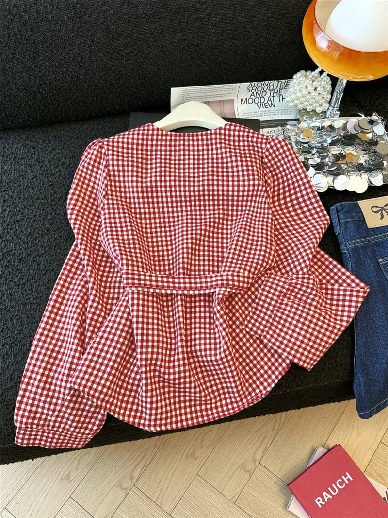 수준 센스 항구 바람 레트로 맨위 레트로 사소한 2026 가을 새로운 긴팔 패션 품격 슬림해 보이는 여성 셔츠 상세 이미지 9