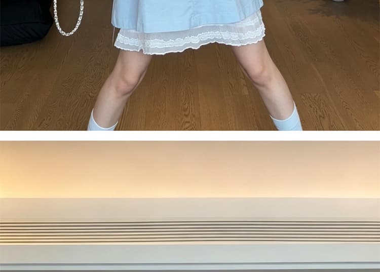 임산부 한 부서 달콤함 연령 감소 사실 두 조각 민소매 하늘색 드레스 루즈핏 연령 감소 기본 스커트 상세 이미지 13