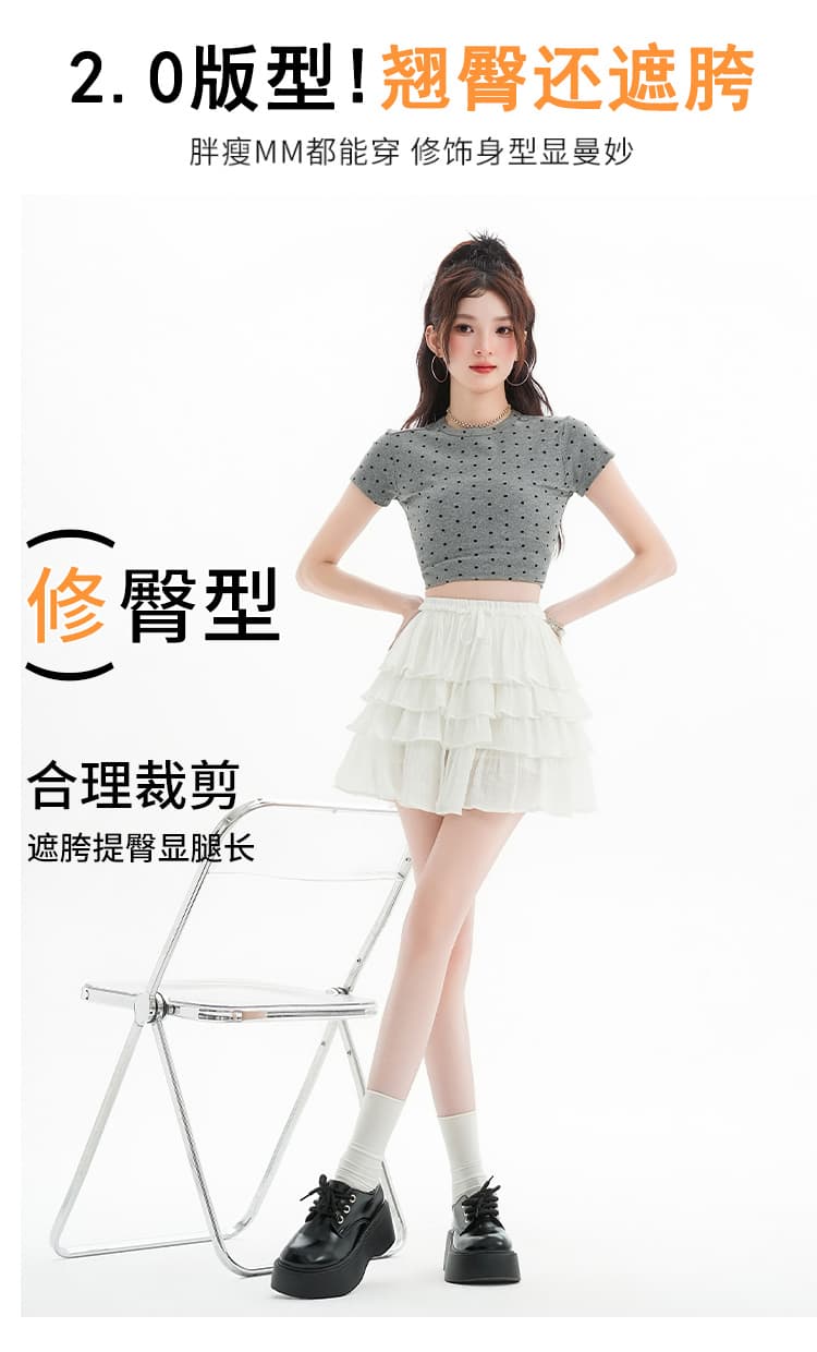 실사 새로운 도루 피하다. 실크 미끄러짐 양면 공단 발레 바람 한 마디 퍼프 케이크 반신 미니 스커트 상세 이미지 12