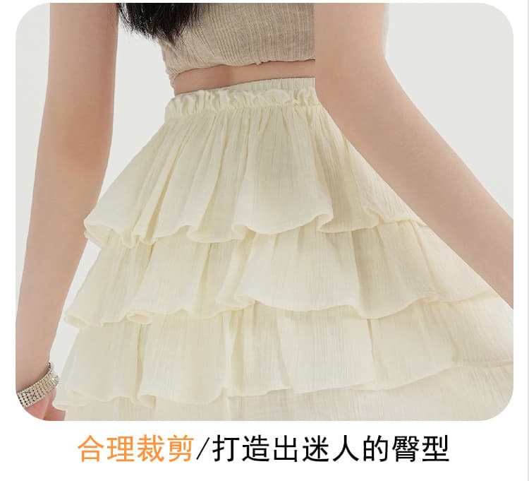 실사 새로운 도루 피하다. 실크 미끄러짐 양면 공단 발레 바람 한 마디 퍼프 케이크 반신 미니 스커트 상세 이미지 15