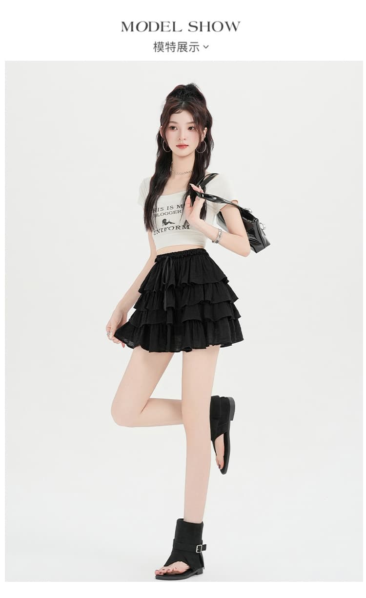 실사 새로운 도루 피하다. 실크 미끄러짐 양면 공단 발레 바람 한 마디 퍼프 케이크 반신 미니 스커트 상세 이미지 18