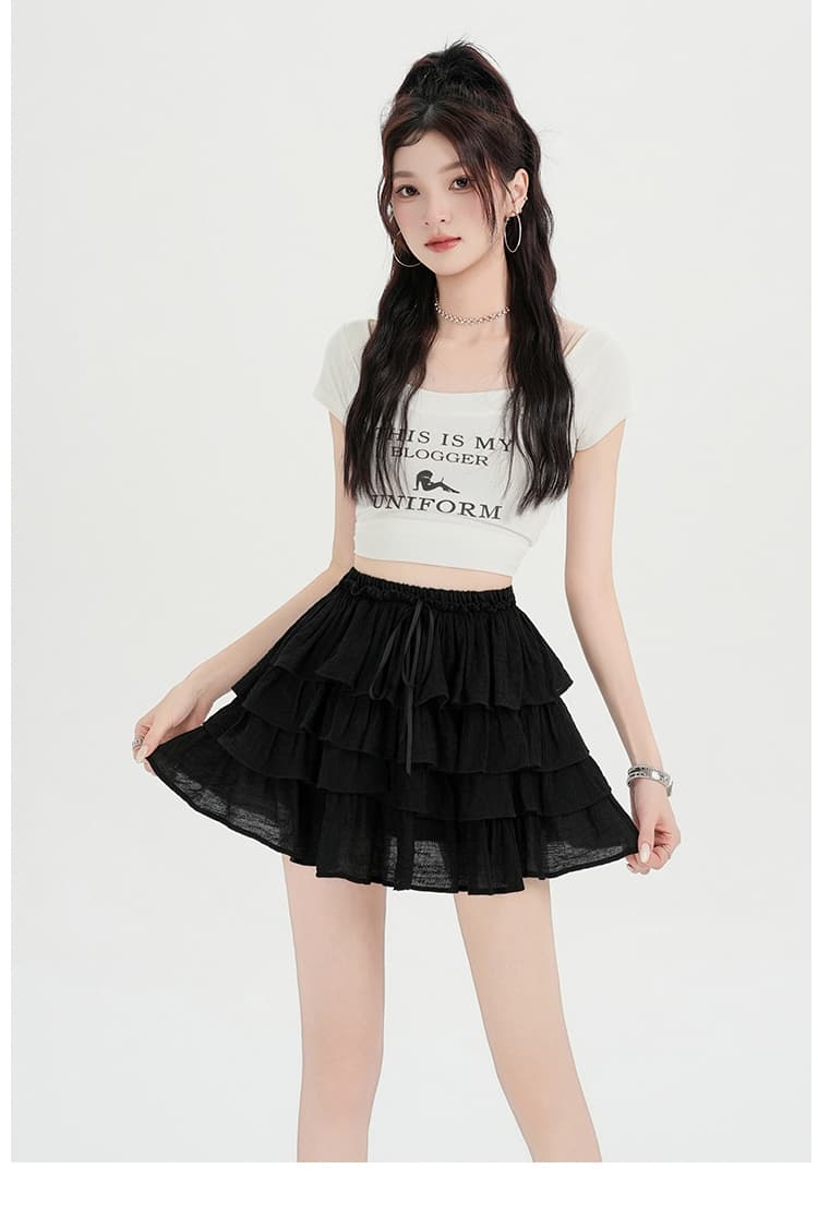 실사 새로운 도루 피하다. 실크 미끄러짐 양면 공단 발레 바람 한 마디 퍼프 케이크 반신 미니 스커트 상세 이미지 20