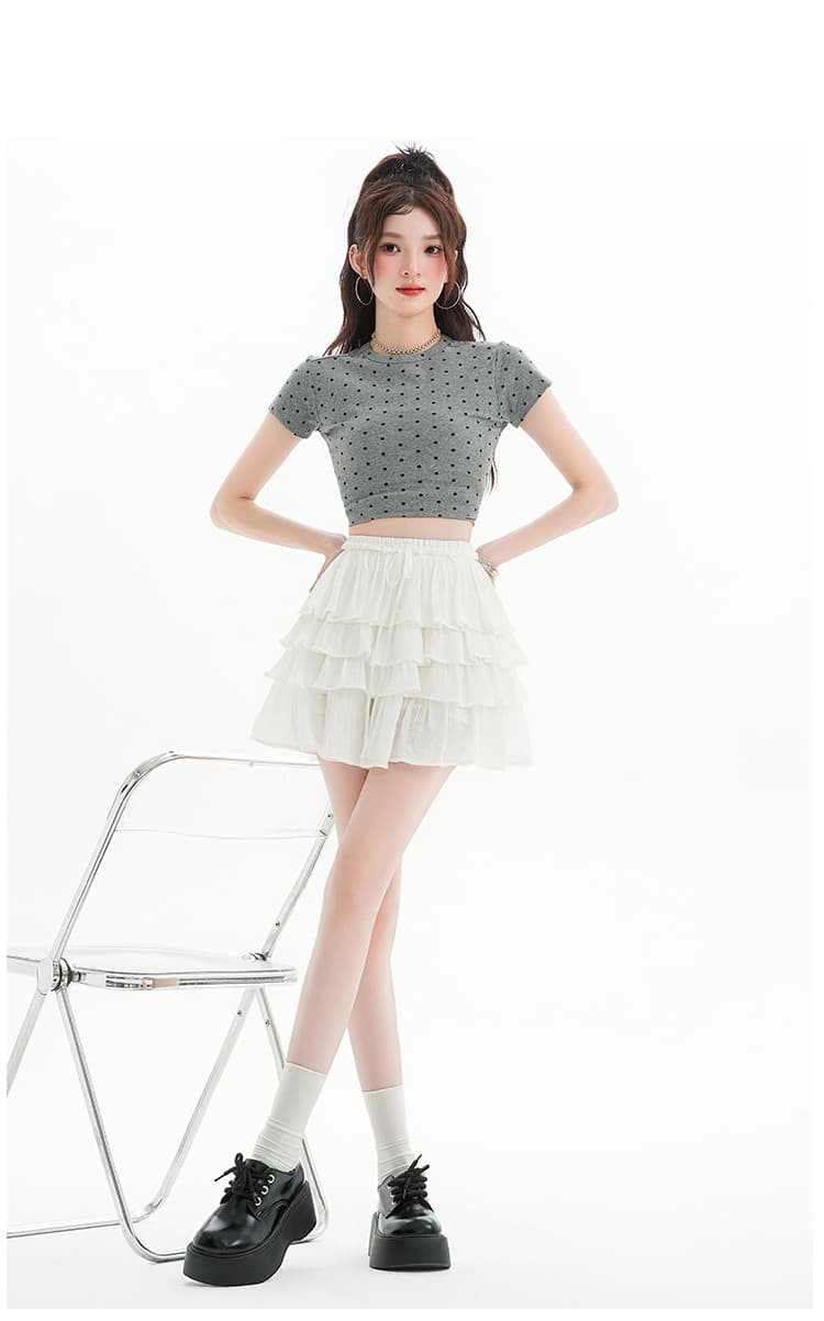 실사 새로운 도루 피하다. 실크 미끄러짐 양면 공단 발레 바람 한 마디 퍼프 케이크 반신 미니 스커트 상세 이미지 35