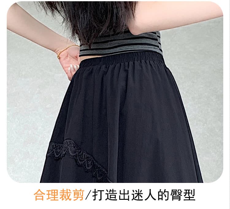 실사 불규칙 패치워크 레이스 망사 반신 스커트 여성 여름 새로운 하이웨이스트 표지 넓적 다리 슬림해 보이는 한 마디 빅 플레어 스커트 상세 이미지 15