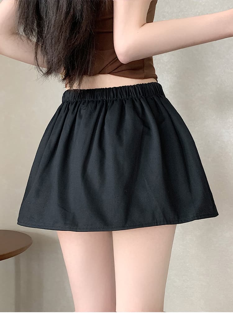 실사 한국 스타일 미니멀리즘 다용도 허리밴드 레이스업 노출 방지 반신 스커트 루즈핏 한 마디 미니 스커트 치마바지 상세 이미지 29