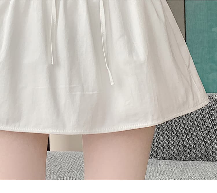 실사 한국 스타일 미니멀리즘 다용도 허리밴드 레이스업 노출 방지 반신 스커트 루즈핏 한 마디 미니 스커트 치마바지 상세 이미지 39