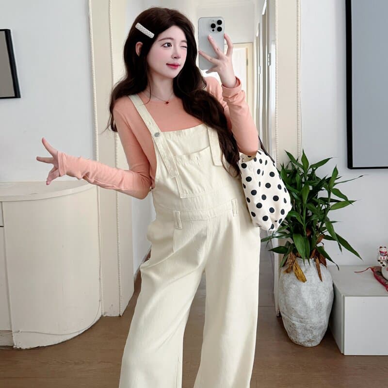실사 지금 지금 임산부 데님 멜빵 바지 맨위 임산부 멜빵 바지 세트 상세 이미지 7