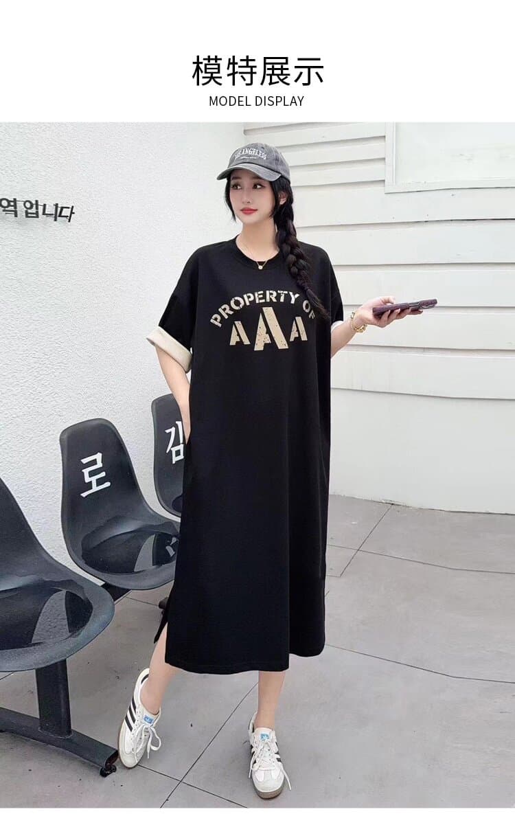 2026 여름 새로운 임산부 드레스 빛 럭셔리 고급 센스 알파벳 티셔츠 임산부 드레스 상세 이미지 8