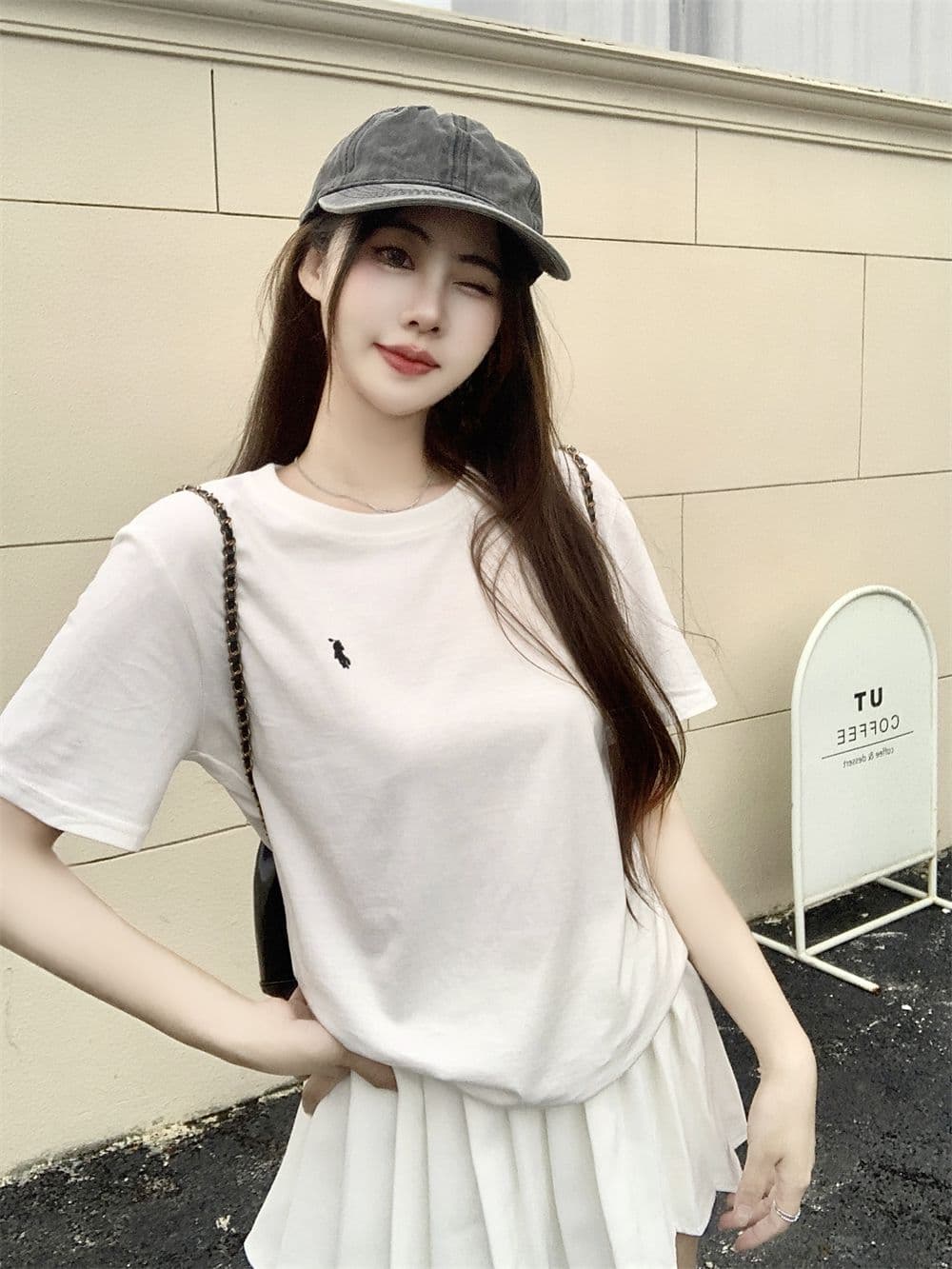실사 19 지점 순면 220g100 솜 반팔 티셔츠 작은 말 표준 자수 상세 이미지 2