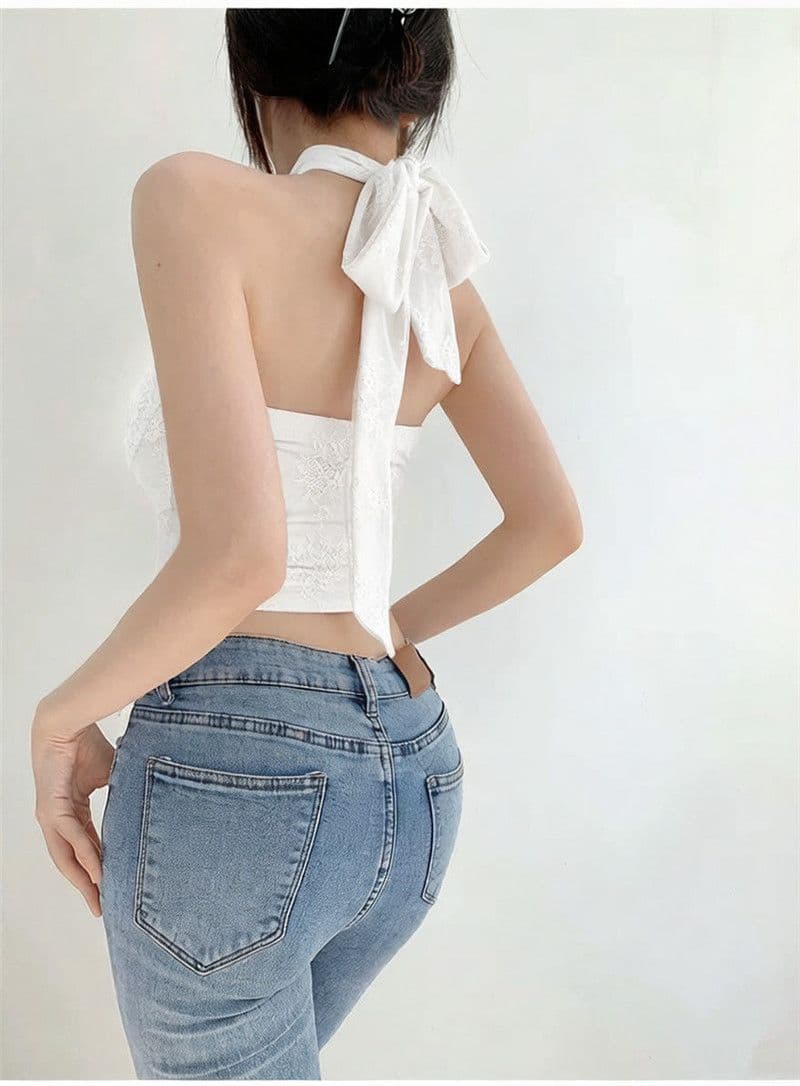 벨트 가슴 패드 레이스 행침 목 캐미솔 봄 여름 섹시함 핫걸 민소매 맨위 상세 이미지 5