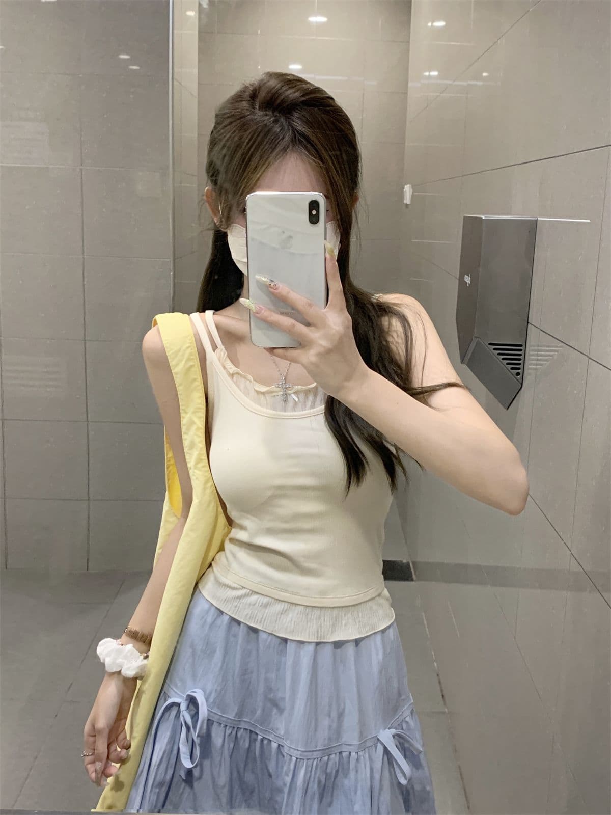 모달 원단 260 그램 페이크 레이어드 캐미솔 맨위 상세 이미지 3