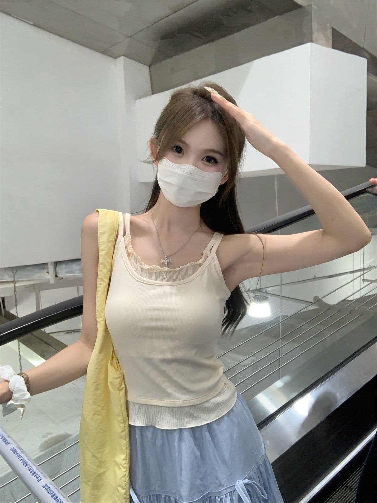모달 원단 260 그램 페이크 레이어드 캐미솔 맨위 상세 이미지 6