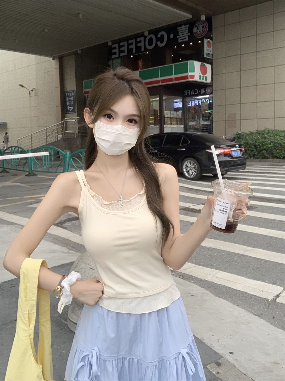 모달 원단 260 그램 페이크 레이어드 캐미솔 맨위 상세 이미지 7